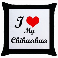 I Love My Chihuahua Throw Pillow Case (black) by CowCowDemo