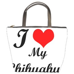 I Love My Chihuahua Bucket Bag by CowCowDemo