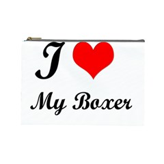 I Love My Boxer Cosmetic Bag (large)