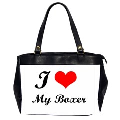 I Love My Boxer Oversize Office Handbag (two Sides) by CowCowDemo