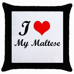 I Love My Maltese Throw Pillow Case (black)