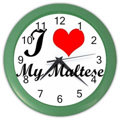 I Love My Maltese Color Wall Clock by happyc