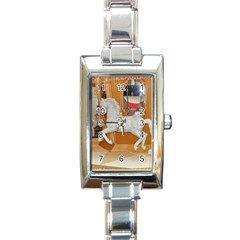 White Horse Rectangular Italian Charm Watch