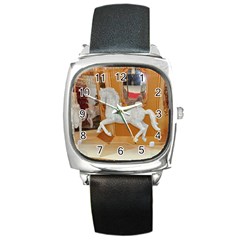 White Horse Square Metal Watch