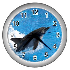 Swimming Dolphin Wall Clock (silver) by knknjkknjdd