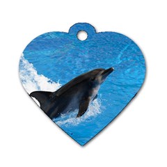 Swimming Dolphin Dog Tag Heart (one Side) by knknjkknjdd