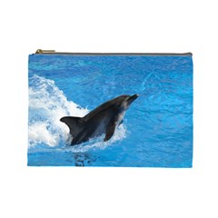 Swimming Dolphin Cosmetic Bag (large) by knknjkknjdd