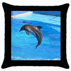 Jumping Dolphin Throw Pillow Case (Black)