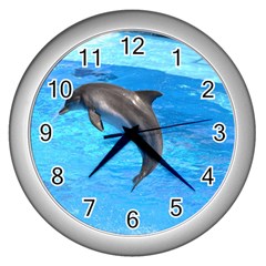 Jumping Dolphin Wall Clock (Silver)