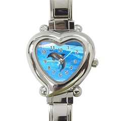 Jumping Dolphin Heart Italian Charm Watch