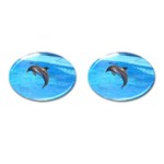 Jumping Dolphin Cufflinks (Oval) Front(Pair)