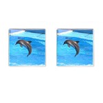 Jumping Dolphin Cufflinks (Square) Front(Pair)