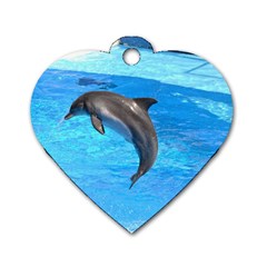 Jumping Dolphin Dog Tag Heart (One Side)