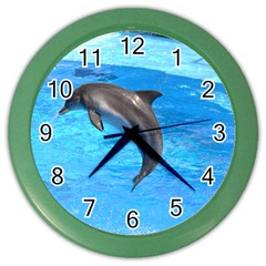 Jumping Dolphin Color Wall Clock