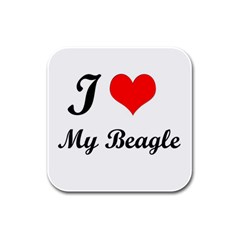 I Love My Beagle Rubber Square Coaster (4 Pack) by free