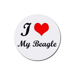 I Love My Beagle Rubber Coaster (round)