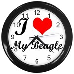 I Love My Beagle Wall Clock (Black) Front