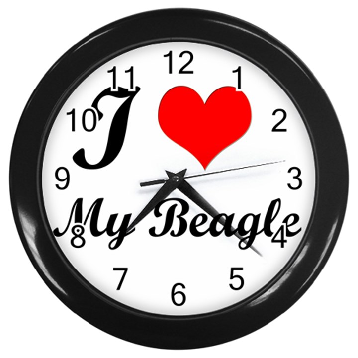 I Love My Beagle Wall Clock (Black)