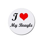 I Love My Beagle Rubber Coaster (Round) Front