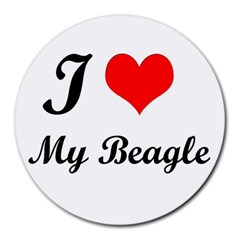 I Love My Beagle Round Mousepad