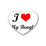 I Love My Beagle Rubber Coaster (Heart) Front