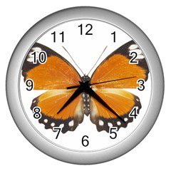 Butterfly Insect Silver Wall Clock by CowCowDemo