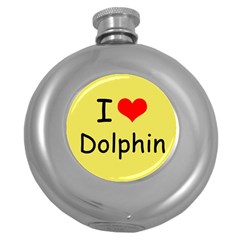 I Love Dolphin Hip Flask (round) by CowCowDemo