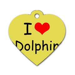 I Love Dolphin Single-sided Dog Tag (heart)