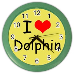 I Love Dolphin Colored Wall Clock by CowCowDemo