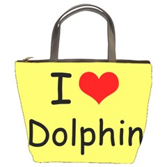 I Love Dolphin Bucket Handbag by CowCowDemo