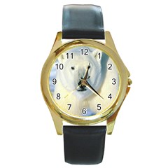 Bear1 Round Gold Metal Watch by designergaze