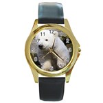 Bear3 Round Gold Metal Watch Front