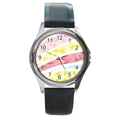 Pattern4 Round Metal Watch