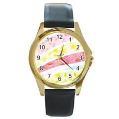 Pattern4 Round Gold Metal Watch