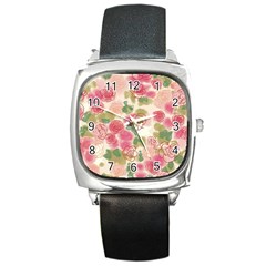 Flower3 Square Metal Watch