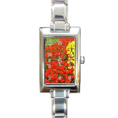 Flower1 Rectangular Italian Charm Watch by designergaze