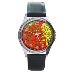 Flower1 Round Metal Watch