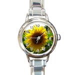 Flower2 Round Italian Charm Watch Front