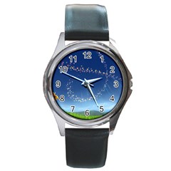 Flower3 Round Metal Watch