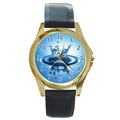 Water1 Round Gold Metal Watch