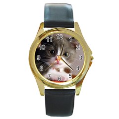 Cat1 Round Gold Metal Watch by designergaze