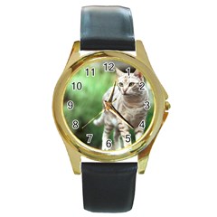 Cat2 Round Gold Metal Watch