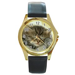 Cat3 Round Gold Metal Watch