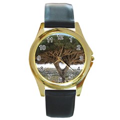 Tree2 Round Gold Metal Watch