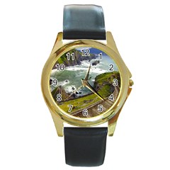 Land3 Round Gold Metal Watch