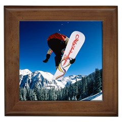 Snowboard Sport Airborne Framed Ceramic Tile by ArtsCafecom3