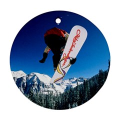 Snowboard Sport Airborne Ceramic Ornament (round) by ArtsCafecom3