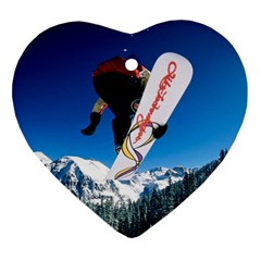 Snowboard Sport Airborne Ceramic Ornament (heart) by ArtsCafecom3