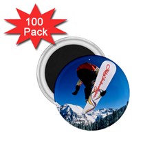 Snowboard Sport Airborne 100 Pack Small Magnet (round)