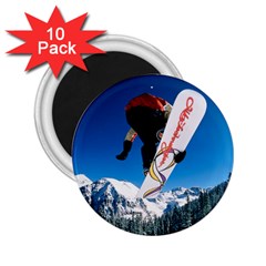 Snowboard Sport Airborne 10 Pack Regular Magnet (round)